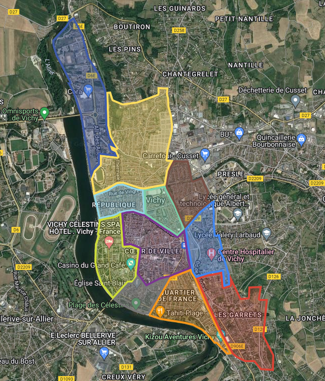 Les 11 quartiers de Vichy